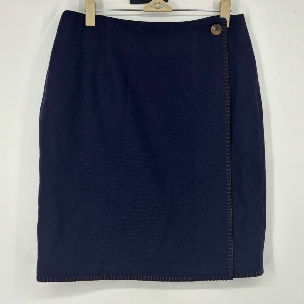 NWOT Brooks Brothers 100% Wool Wrap Skirt Navy Blue‎ 12